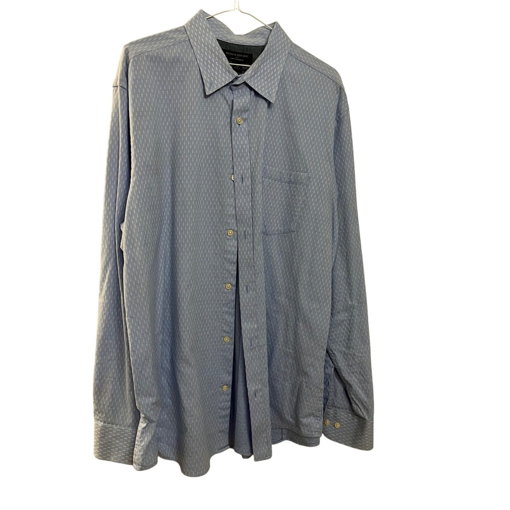 Banana Republic‎ Mens Soft Wash Slim Fit Light Blue Pattern Dress Shirt XL